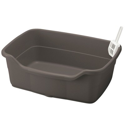 Richell: PAW TRAX Rectangular Cat Litter Pan with Scoop, Brown