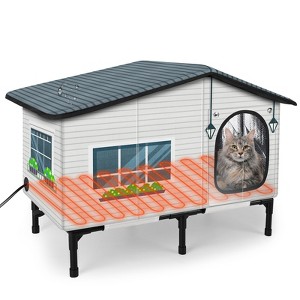 Heated Cat House for Outdoor Cats, Insulated Heating Cat House with Heated Pad for Winter, Elevated Heat Cat Shelter - 1 of 4