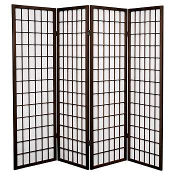 5 ft. Tall Window Pane Shoji Screen (4 Panels) Walnut - Oriental Furniture