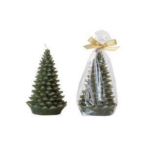 Round Holiday Tree Shaped Candle with Gold Tips - 1 of 2