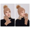 Anna-Kaci Knit Beanie and Touchscreen Gloves 2-Piece Winter Accessory Set with Ribbed Cuff Design and Fluffy Pom Pom Detail - 2 of 3