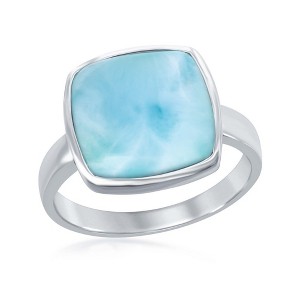 Caribbean Treasures Sterling Silver, Square 'Premium Larimar' Ring - Available Sizes:  9 ,  8 ,  7 ,  6 - 1 of 2