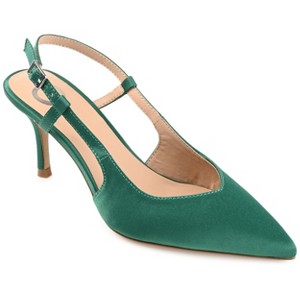 Journee Collection Womens Knightly Medium and Wide Width Sling Back Mid Stiletto Pointed Toe Pumps - 1 of 4