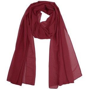 Elerevyo Women's Solid Chiffon Sheer Lightweight Soft Long Scarf Shawl 1 Pc - 1 of 4
