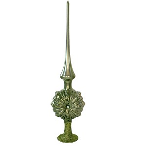 Inge Glas 13.0 Inch Floral Dream Flower Finial Flat Bottom Tree Toppers - 1 of 3