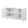 VYNXARIA Modern Mirrored TV Stand for TV up to 55 Inches, Entertainment Center Solid Wood Legs, Metal Handle and 3 Adjustable Shelves,White - 4 of 4