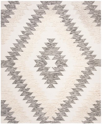 Kenya Tribal Artistry Black and Ivory Wool 8' x 10' Rug