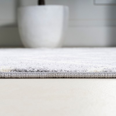 Modern Geometric Light Gray & White 8' x 10' Synthetic Area Rug