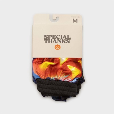 Men's Special Thanks Halloween Cats & Pumpkin House Boxer Briefs - Black