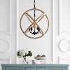 20" LED Metal/Rope Adjustable Globe Chandelier Black/Brown - JONATHAN Y: UL Listed, Edison-Style Bulbs - 3 of 4
