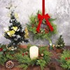 8 Inch Wreath Holder with Ribbon Candle Rings 8 Pieces Norfolk Pine Garland Artificial Red Berries Pinecones Xmas Table Centerpiece - 4 of 4