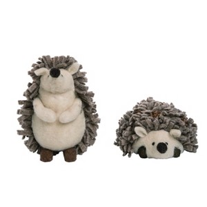 Transpac Felt Neutral Hedgehog Figurine Set of 2 Brown Decorative Animal Figurines for Home Tabletop Decor and Gifts - 1 of 1