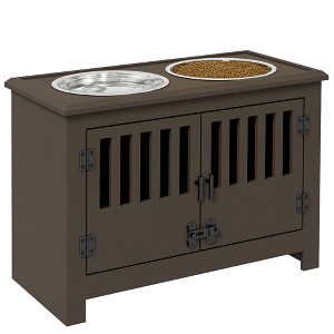 PawHut Large Elevated Dog Bowls with Storage Cabinet Containing Large 37L Capacity, Raised Dog Bowl Stand Pet Food Bowl Dog Feeding Station - 1 of 4