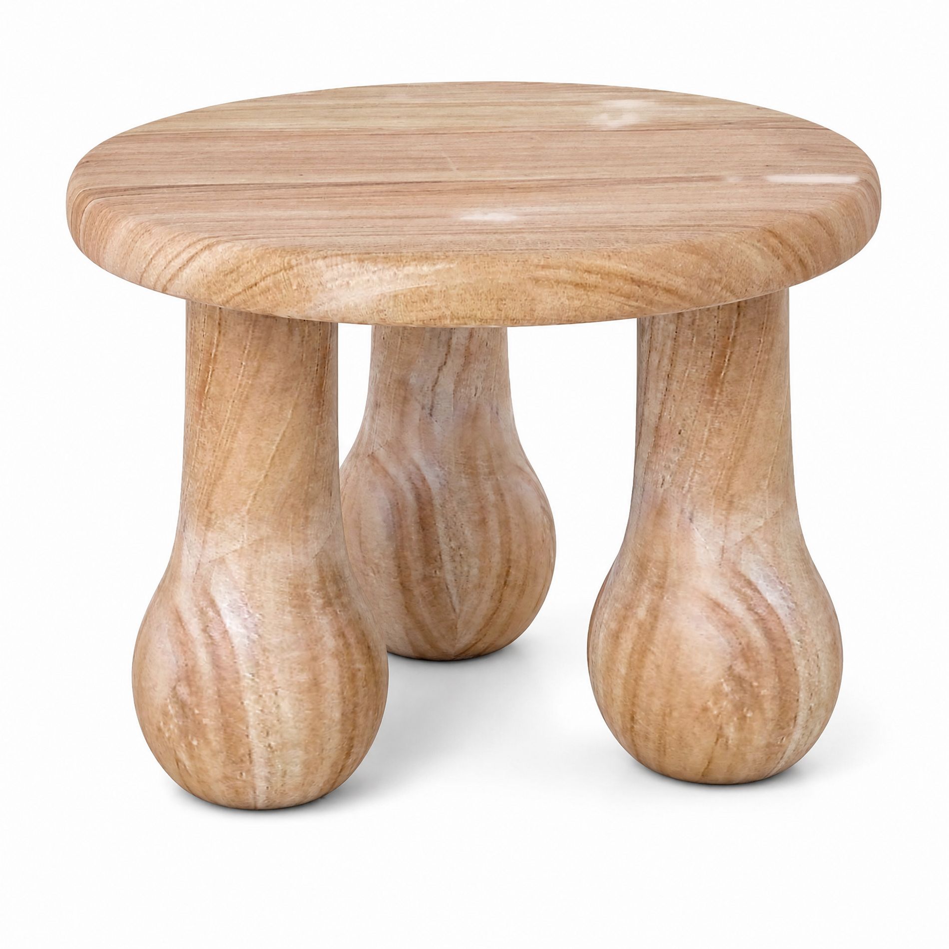 Gymax 1PC 24" Modern Round Accent Table Small Solid Mahogany Wood Coffee Table with Thickened Top & Column Legs Indoor Outdoor Side Table