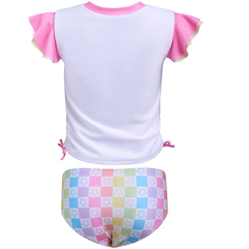 TROLLS Poppy Viva Rainbow Girls UPF 50+ Rash Guard and Bikini Bottom Swimsuit Set Little Kid, 4 of 7