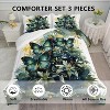 Acoinel 3 Pcs Butterfly and Flowers Lightwight Ultra Soft Comforter Set with 2 Pillowcases, TWIN, Green - 2 of 4