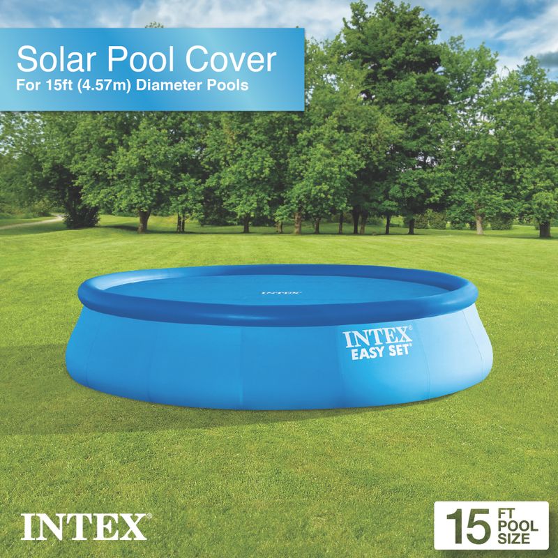 Intex 15' Round Vinyl Float Solar Cover for Swimming Pools with Drain Holes - Blue (29023E), 2 of 7