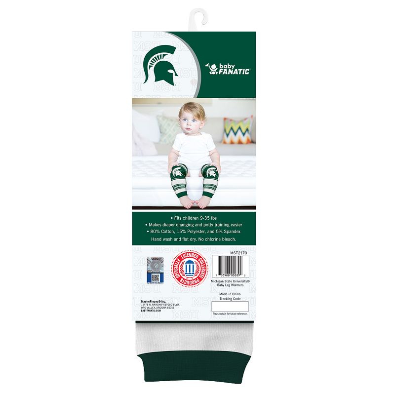 Baby Fanatic Officially Licensed Toddler & Baby Unisex Crawler Leg Warmers - NCAA Michigan State Spartans, 2 of 7