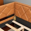 Mshliw Full XL Upholstered Daybed with Trundle, LED Armrests, PU Leather, Solid Wood Frame, Multi-Functional Guest Sofa Bed - 4 of 4