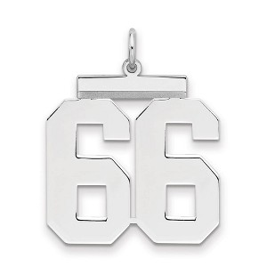 Black Bow Jewelry Sterling Silver, Athletic Collection, Large Polished Number 66 Pendant - 1 of 3