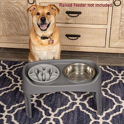 Gray 2-Cup Slow Feed Dog Bowl Insert for Raised Feeders