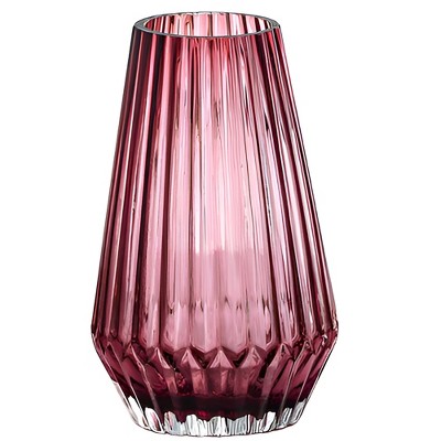 Slickblue Decorative Vintage Red/Blue Glass Vase with Fluted Design in Diamond or Rhombus Shape