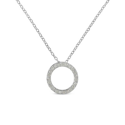 Haus of Brilliance Silver 1/4 Cttw Round-cut Diamond Open Circle Halo Pendant Necklace