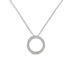 Haus of Brilliance Silver 1/4 Cttw Round-cut Diamond Open Circle Halo Pendant Necklace - 1 of 4