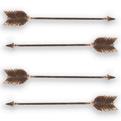 Set of 4 Decorative Wall Art Metal Arrows Brass - 3R Studios