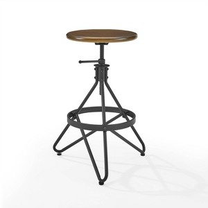 Kalen Adjustable Height Swivel Barstool Brown/Matte Black - Crosley: Steel Frame, Industrial Farmhouse Style, Footrest - 1 of 4