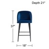 55 Downing Street Nigel Black Bar Stool 26" High Modern Blue Velvet Upholstered Cushion with Backrest Footrest for Kitchen Counter Height Island Home - 4 of 4