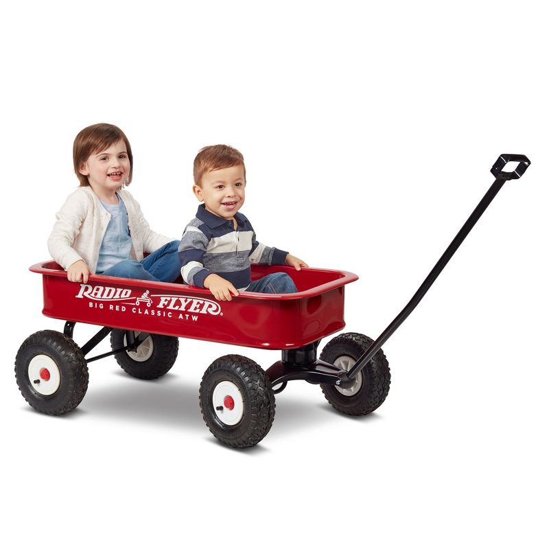 Radio Flyer 1800 Big Red Classic Style Extra Long Foldable Handle All Terrain Wheels Kids All Steel Body Pull Wagon, 6 of 8