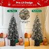 4.5 FT Prelit Premium Snow Flocked Artificial Christmas Tree with 8 Mode Warm White LED, Mini Prelit Xmas Pine Tree - 1PCS - 3 of 4