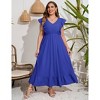 Plus Size Sleeveless Floral Hem Pocket Long Dress for Women Summer Casual Boho Maxi Dress - 4 of 4