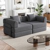 72.4-Inch Chenille Fabric Convertible Foldable Sofa Bed with Two Side Storage Pockets, Two Cushions, Space-Saving for Living Room, Bedroom, and Study - 2 of 4
