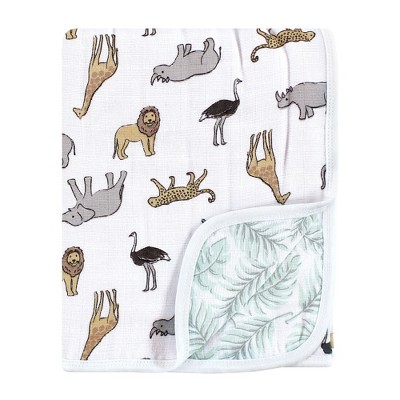 Hudson Baby Unisex Baby Muslin Tranquility Quilt Blanket, Modern Neutral Safari, One Size