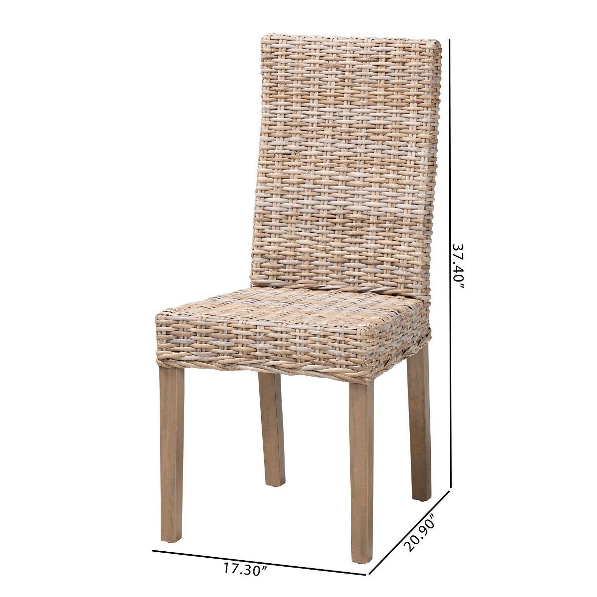 bali & pari Nevina Rattan and Mango Wood Dining Chair Kubu Gray/Rustic Taupe - thumbnail 10