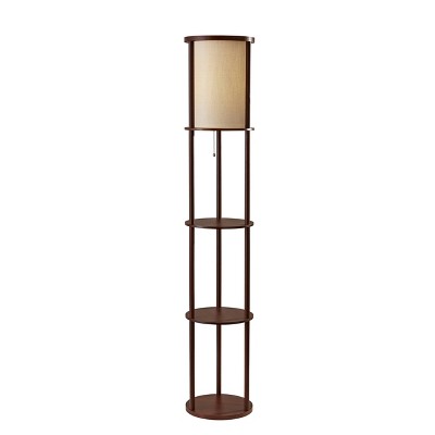 62.5" Stewart Round Shelf Floor Lamp Brown - Adesso