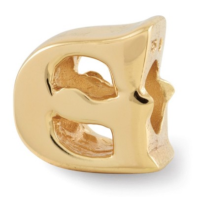 Black Bow Jewelry Letter G Bead Charm in 14k Yellow Gold Plated Sterling Silver