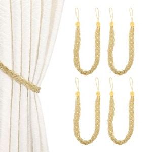 Unique Bargains Braided Polyester Elegant Design Durable Curtain Tiebacks Gold Yellow 4 Pcs - 1 of 4