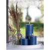 Assorted Pillar Candles Set of 3 ¨C Sizes 3", 4", 8" Unscented Dripless Large Candles, Rustic Style Long Burning for Weddings, Decor ¨C Dark Blue - 3 of 4