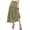 Womens High Waisted Long Skirts A Line Boho Ruffle Flowy Tiered Pleated Maxi Skirt with Pockets - 3 of 4