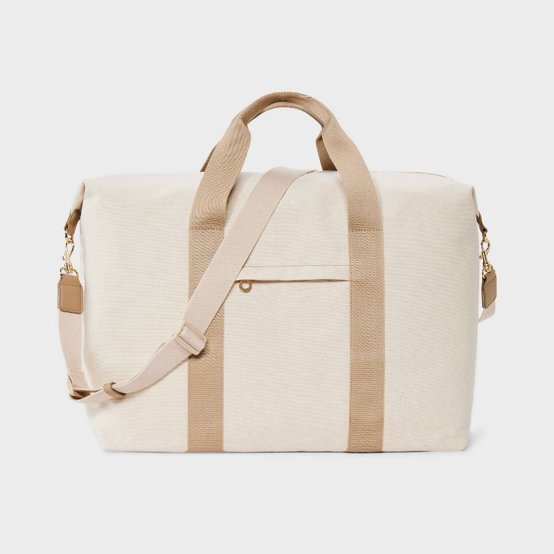 Foundational Weekender Bag - Universal Thread™ Taupe: Cotton Shell, Zip Closure, Detachable Strap