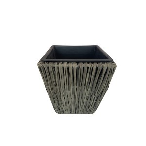 Infinity 11 in. H X 11 in. W X 11 in. D Plastic Wicker Planter Gray - 1 of 1