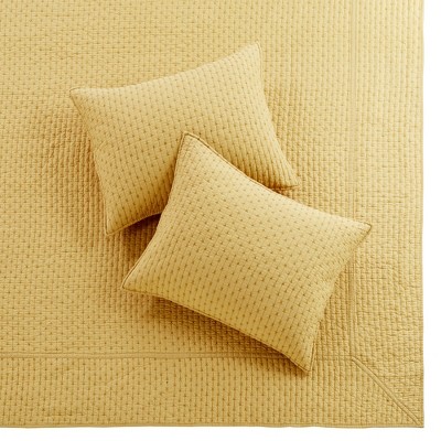 Ochre Twin Cotton Reversible Cross Stitch Bedspread Set
