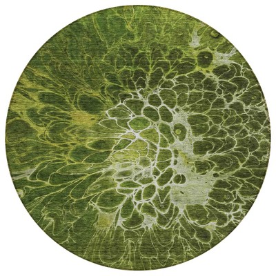 Olive Green And Sage Abstract Washable Indoor Outdoor Area Rug
