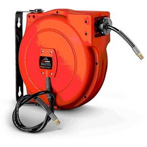 ReelWorks Mountable Retractable Air Hose Reel - 1/4" x 33'FT, 3' Ft Lead-In Hose, 1/4" NPT Connections - 1 of 4