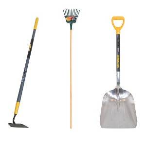 3-Piece Garden Tool Set with Hoe, Leaf Rake, and Scoop Shovel for Landscaping and Yard Cleanup - True Temper - 1 of 4