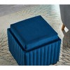18 Inch Square Storage Ottoman Bench, Storage Bench with coffee tray,coffee table for Living Room Ottoman foot rest, BEIGE velvet fabric, Blue - 4 of 4