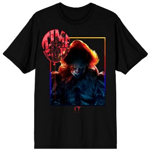 It Chapter 2 Movie 2019 Pennywise Time To Float Crew Neck Short Sleeve Men's Black T-shirt - 1 of 3